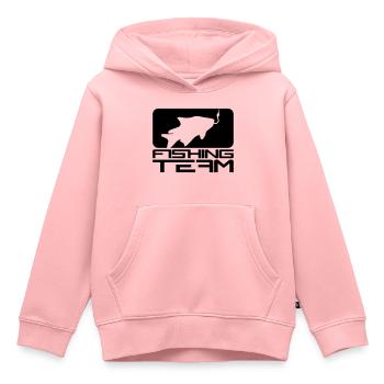 schwarz fishing team sport logo gefangen fisch ang - Kinder Premium Organic Hoodie - Rosa - Vorne - AI Model Kid Female (0cm)