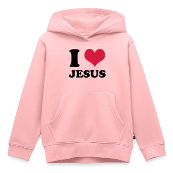 I Love Jesus - Kinder Premium Organic Hoodie - Rosa - Vorne - AI Model Kid Female (0cm)
