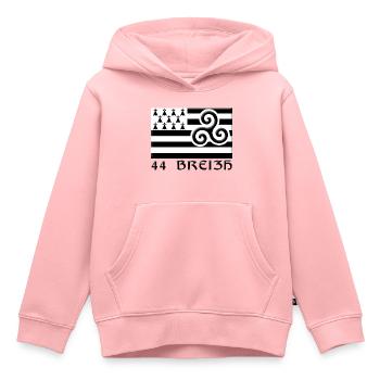 44 Breizh Loire-Atlantique Bretagne - Sweat Premium à capuche enfant bio - rose - Devant - AI Model Kid Female (0cm)