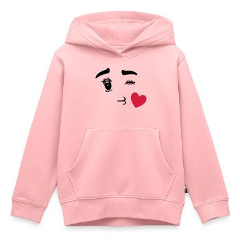Cute Emoticon Kissing Heart - Sweat Premium à capuche enfant bio - rose - Devant - AI Model Kid Female (0cm)