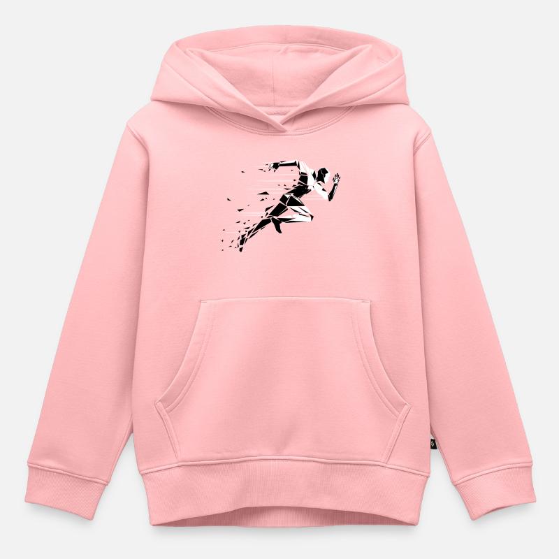 running man noir et blanc - Sweat Premium à capuche enfant bio - rose