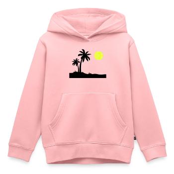 Île Palm - Sweat Premium à capuche enfant bio - rose - Devant - AI Model Kid Female (0cm)