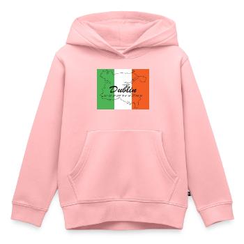 Dublin - Hauptstadt mit GPS & Flagge - Kinder Premium Organic Hoodie - Rosa - Vorne - AI Model Kid Female (0cm)
