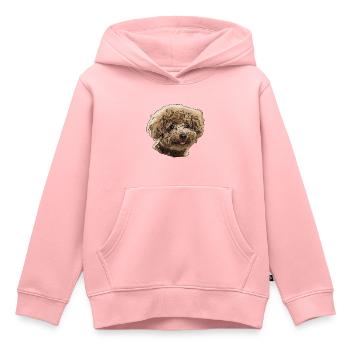 Caniche - Sweat Premium à capuche enfant bio - rose - Devant - AI Model Kid Female (0cm)