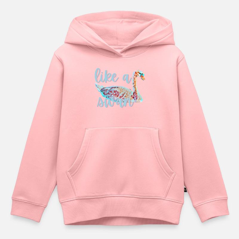 Comme un cygne - beau et libre - Sweat Premium à capuche enfant bio - rose
