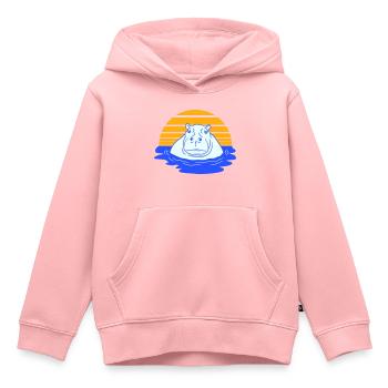 Hippopotamus Swimming Water Sun Cute Comic Cartoon - Kids Premium Organic Hoodie - rose - Front - AI Model Kid Female (0cm)