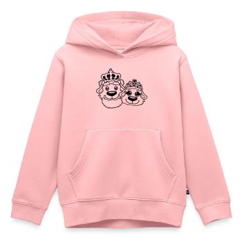 Deux Chiens Couronne Roi Reine Souverain Majesté - Sweat Premium à capuche enfant bio - rose - Devant - AI Model Kid Female (0cm)