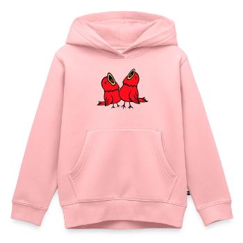 2 Wellensittiche Singvogel Spatz zwitschern Team - Kinder Premium Organic Hoodie - Rosa - Vorne - AI Model Kid Female (0cm)