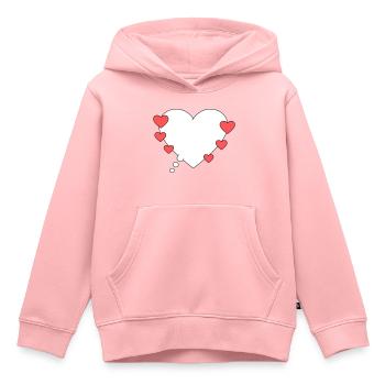 Bulle de pensée avec des cœurs - Sweat Premium à capuche enfant bio - rose - Devant - AI Model Kid Female (0cm)