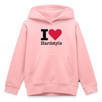 J'aime Hardstyle - Sweat Premium à capuche enfant bio - rose - Devant - AI Model Kid Female (0cm)