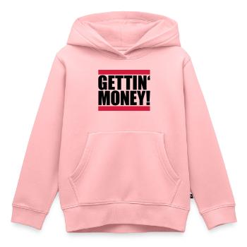 bar dollar gettin argent signe argent riche argent - Sweat Premium à capuche enfant bio - rose - Devant - AI Model Kid Female (0cm)