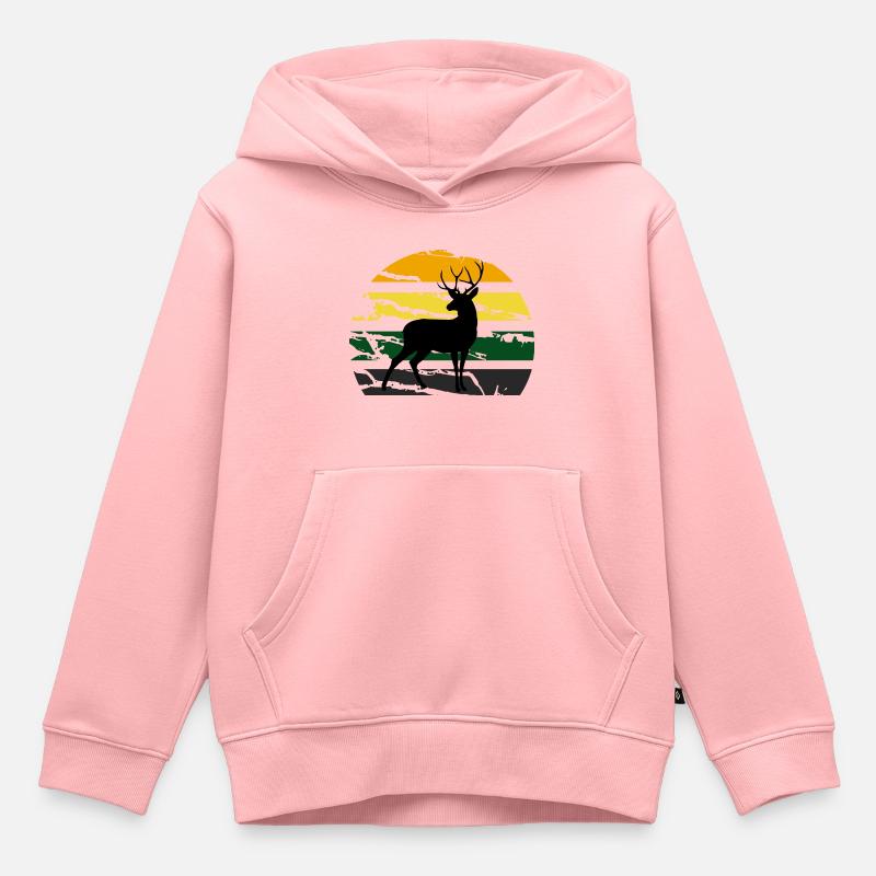 cerf - Sweat Premium à capuche enfant bio - rose