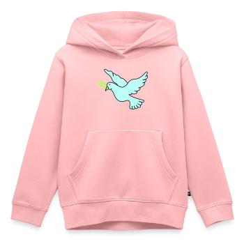 Colombe de la Paix - Sweat Premium à capuche enfant bio - rose - Devant - AI Model Kid Female (0cm)
