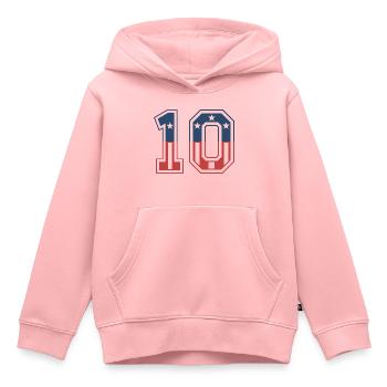 Nummer 10 USA - Kinder Premium Organic Hoodie - Rosa - Vorne - AI Model Kid Female (0cm)