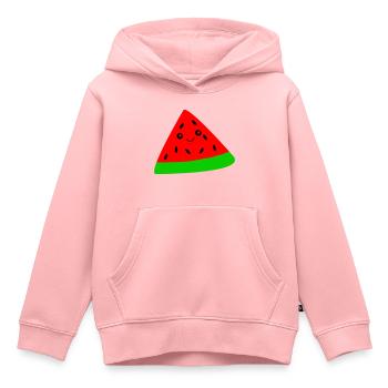 Melon - Sweat Premium à capuche enfant bio - rose - Devant - AI Model Kid Female (0cm)