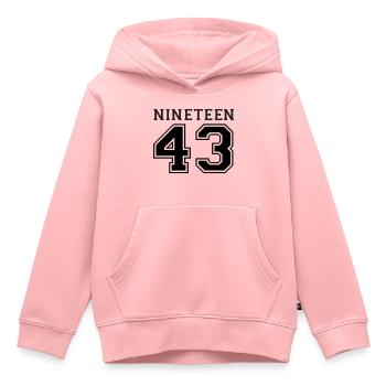 1943 - Kinder Premium Organic Hoodie - Rosa - Vorne - AI Model Kid Female (0cm)