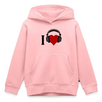 I ♥️ Musique - Sweat Premium à capuche enfant bio - rose - Devant - AI Model Kid Female (0cm)