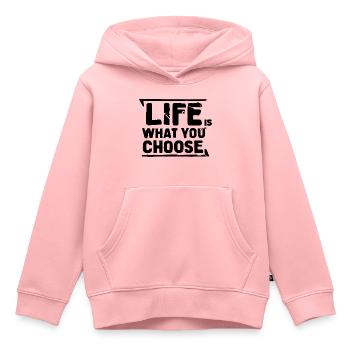 DAS LEBEN IST DAS, WAS DU WÄHLST - Kinder Premium Organic Hoodie - Rosa - Vorne - AI Model Kid Female (0cm)