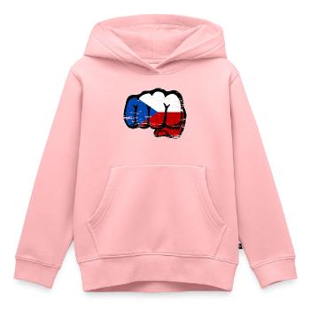 Drapeau de la République tchèque utilisé - Sweat Premium à capuche enfant bio - rose - Devant - AI Model Kid Female (0cm)