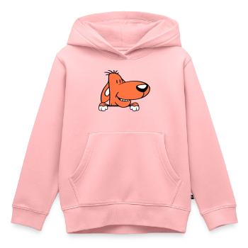 chien derrière le mur clôture signe peeps drôle coquin - Sweat Premium à capuche enfant bio - rose - Devant - AI Model Kid Female (0cm)