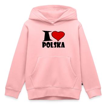 J'aime Polska - j'aime la Pologne - Sweat Premium à capuche enfant bio - rose - Devant - AI Model Kid Female (0cm)
