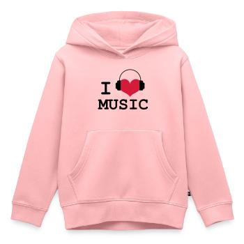 I Love Music ! - Sweat Premium à capuche enfant bio - rose - Devant - AI Model Kid Female (0cm)