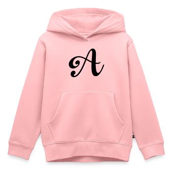 letter a - Kids Premium Organic Hoodie - rose - Front - AI Model Kid Female (0cm)