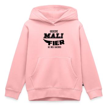 Origine Mali fier de mes racines - Sweat Premium à capuche enfant bio - rose - Devant - AI Model Kid Female (0cm)