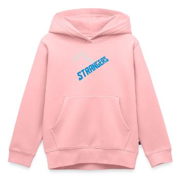 Citation Restons Strangers - Sweat Premium à capuche enfant bio - rose - Devant - AI Model Kid Female (0cm)