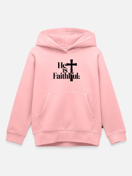 Er ist treu - Kinder Premium Organic Hoodie - Rosa