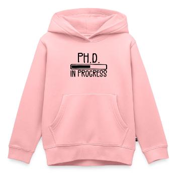 Ph.D. In Progress, PhD Doctorate Graduate Degree - Sweat Premium à capuche enfant bio - rose - Devant - AI Model Kid Female (0cm)