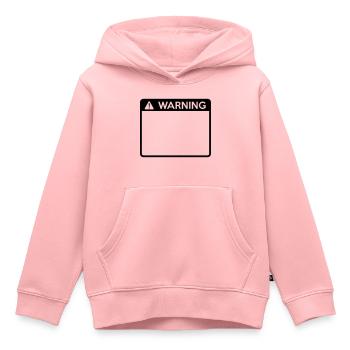 Warning Sign (1 colour) - Kids Premium Organic Hoodie - rose - Front - AI Model Kid Female (0cm)