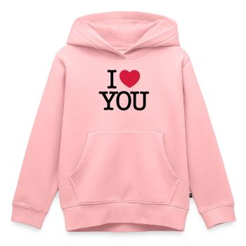 I Love You - Sweat Premium à capuche enfant bio - rose - Devant - AI Model Kid Female (0cm)