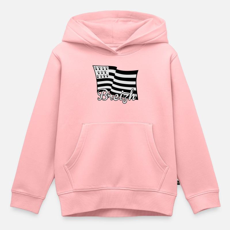 Bretagne Breizh drapeau - Sweat Premium à capuche enfant bio - rose