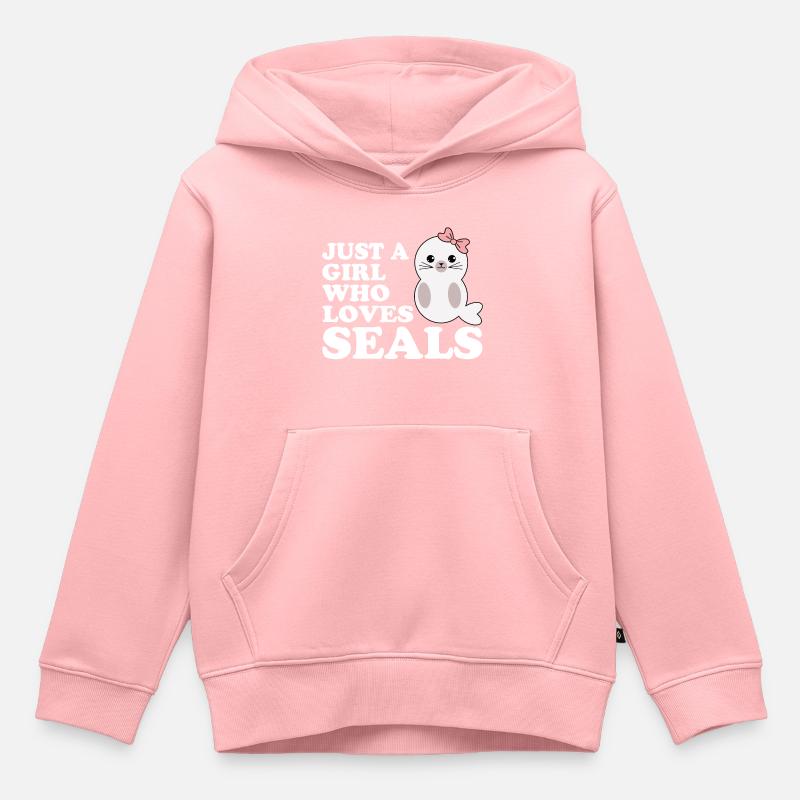 Robbe Seehund Mädchen Geschenk Hundsrobbe - Kinder Premium Organic Hoodie - Rosa