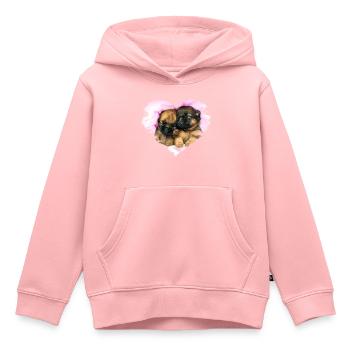 zwei kleine süße Welpen in einem Herzen - Kinder Premium Organic Hoodie - Rosa - Vorne - AI Model Kid Female (0cm)