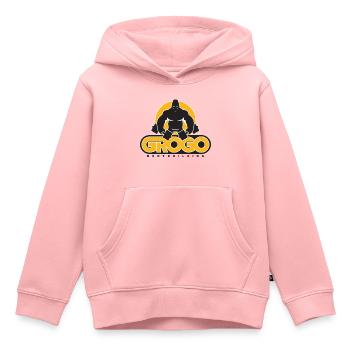 Gorilla Bodybuilding - Sweat Premium à capuche enfant bio - rose - Devant - AI Model Kid Female (0cm)