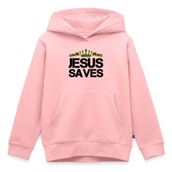 Jésus sauve - Sweat Premium à capuche enfant bio - rose - Devant - AI Model Kid Female (0cm)