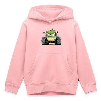 Tracteur énervé n°4 - Sweat Premium à capuche enfant bio - rose - Devant - AI Model Kid Female (0cm)