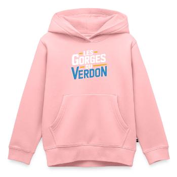 Les Gorges du Verdon - Sweat Premium à capuche enfant bio - rose - Devant - AI Model Kid Female (0cm)