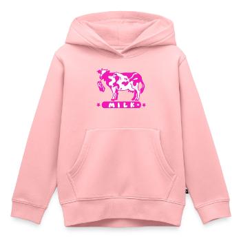 Carton de lait vache rose - Sweat Premium à capuche enfant bio - rose - Devant - AI Model Kid Female (0cm)