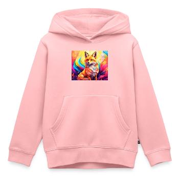 renard mignon #fox #cute - Sweat Premium à capuche enfant bio - rose - Devant - AI Model Kid Female (0cm)