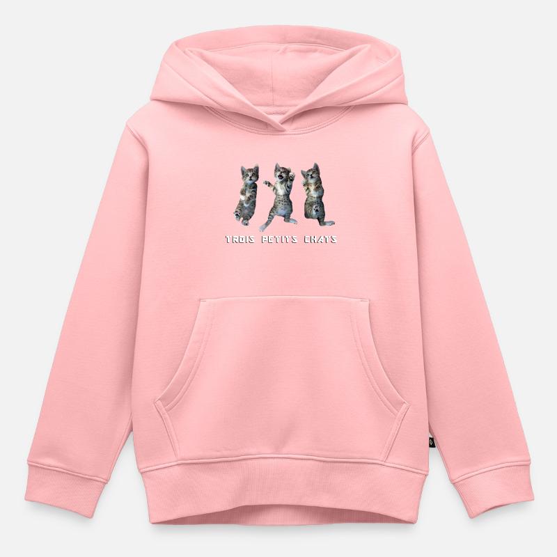 3 petits chats - Sweat Premium à capuche enfant bio - rose