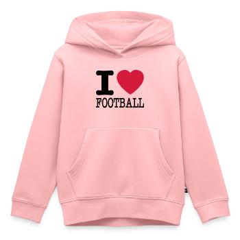 i love football / I heart football 2c - Sweat Premium à capuche enfant bio - rose - Devant - AI Model Kid Female (0cm)