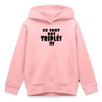 ce sont des triplés - Sweat Premium à capuche enfant bio - rose - Devant - AI Model Kid Female (0cm)