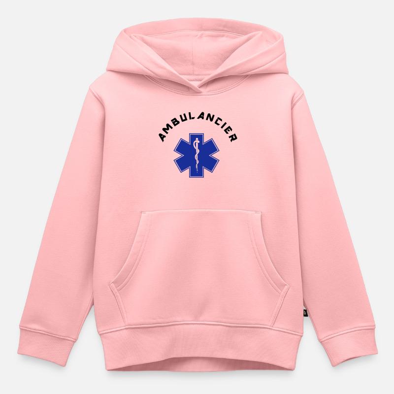 ambulancier logo - Sweat Premium à capuche enfant bio - rose