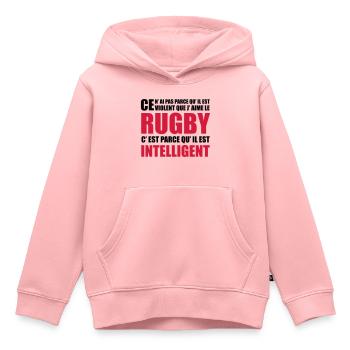 rugby - Kinder Premium Organic Hoodie - Rosa - Vorne - AI Model Kid Female (0cm)
