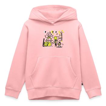 univers - Sweat Premium à capuche enfant bio - rose - Devant - AI Model Kid Female (0cm)