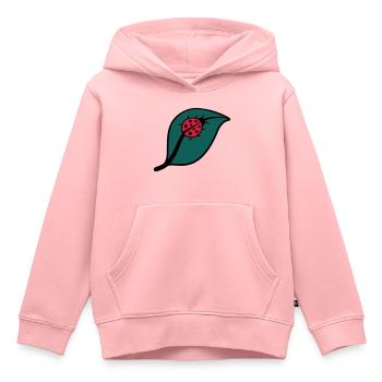 Petite coccinelle sur un dessin de la feuille - Sweat Premium à capuche enfant bio - rose - Devant - AI Model Kid Female (0cm)