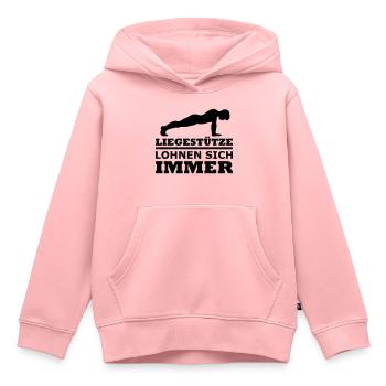 Liegestütze lohnen sich immer - Kinder Premium Organic Hoodie - Rosa - Vorne - AI Model Kid Female (0cm)